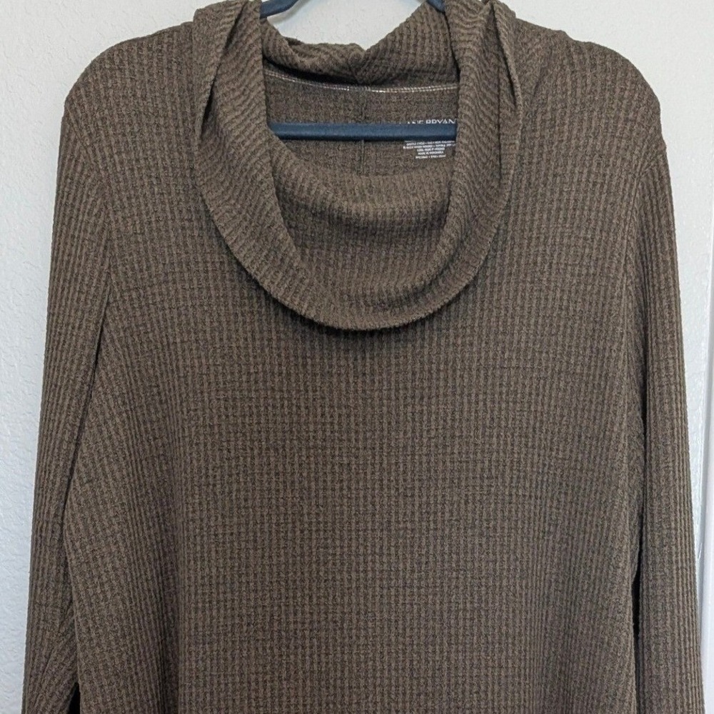 Plus Size Lane Bryant Waffle Knit Womens 18/20 Dusty Green Cowl Neck Long Sleeve
